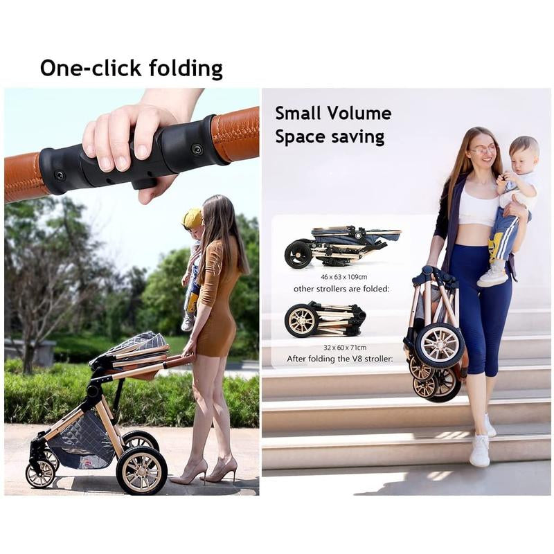 Baby Stroller 3 in 1 Baby Car Light Strollers Baby Carriage Stroller for the Baby Cribs Car Safety Seats for Child with Car Base