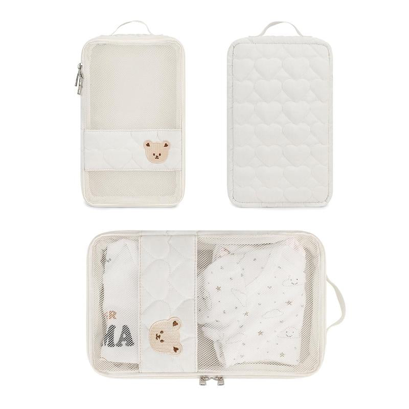 Cute Bear Embroidery Baby Diaper Bag, Waterproof Diaper Storage Bag, Portable Diaper Organizer Bag, Travel Essentials for Baby, Travel Diaper Tote
