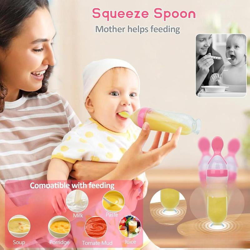 WAJIAYON Baby Fruit Feeder Pacifier - 6 Pack | 2 Baby Fruit Food Feeder Pacifier & 2 Baby Food Dispensing Spoon | Fresh Fruit Teethers for Babies | Silicone Feeder Baby,Mesh Baby Feeder (Pink-Rabbit)