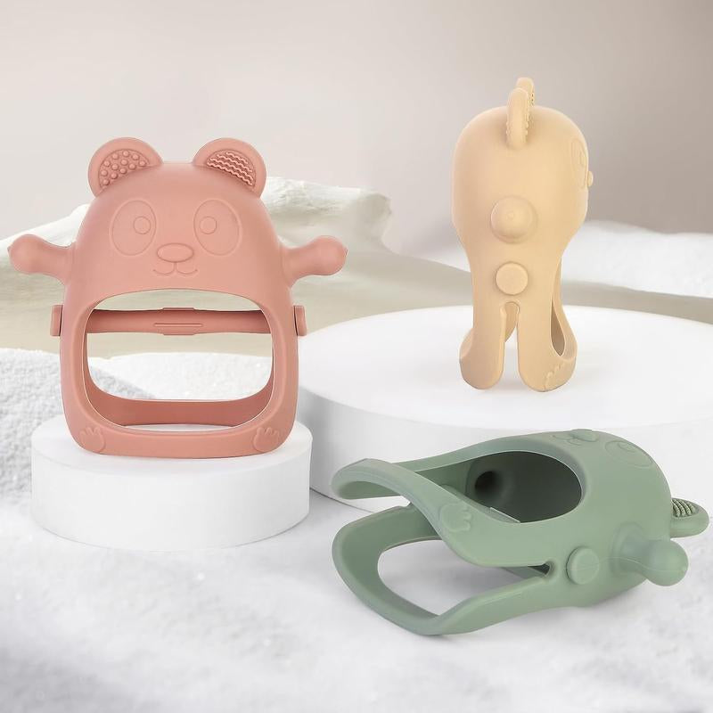 3 Pack Baby Teething Toys 3 Months+, Silicone Teething Mitten Anti-Drop Wrist Hand Teether, Baby Chew Toys for Sucking Needs