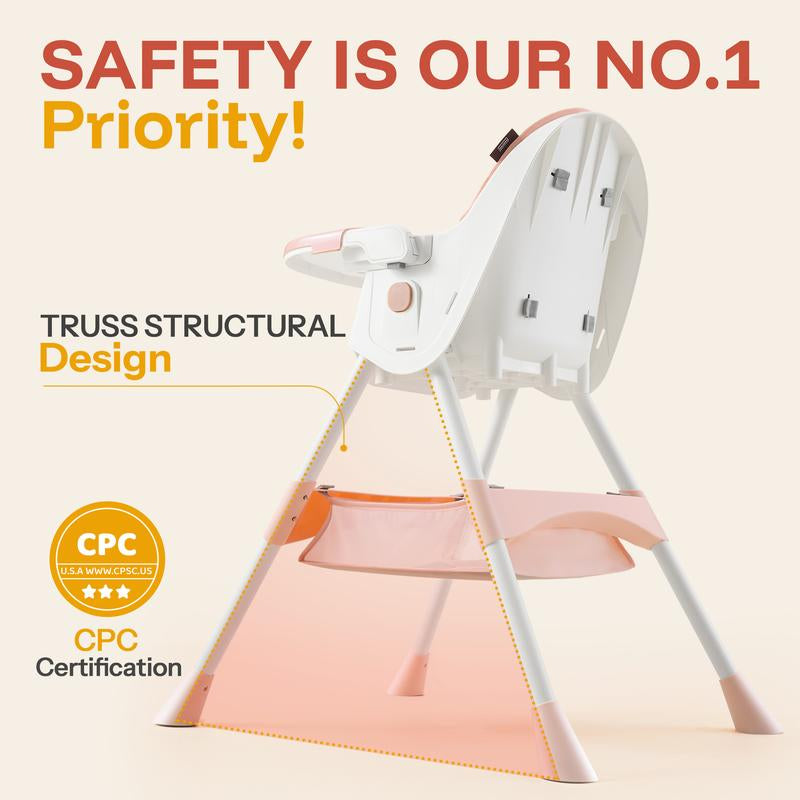 HARPPA 6-In-1 Convertible Baby High Chair, Foldable Highchair with Removable Tray, Baby Feeding Chair with Harness & Storage Basket, Christmas Toddler Gift, Baby Items