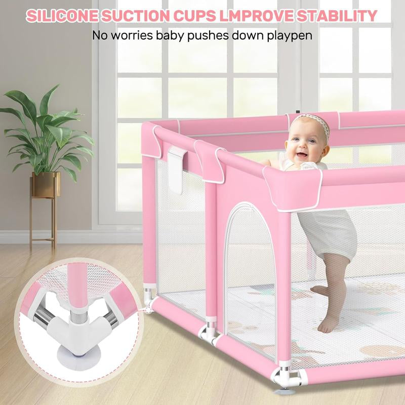 Baby Playpen with Mat, Indoor & Outdoor Playard Kids Activity Center with Gate, Sturdy & Safety Baby Fence