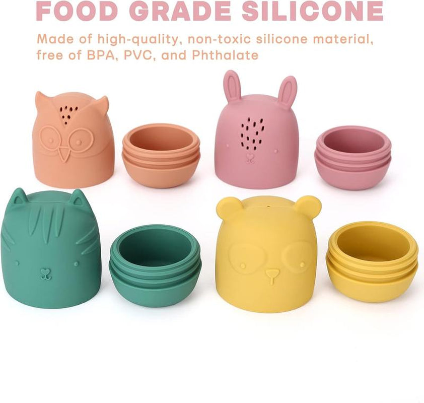 Silicone Bath Toys, Squeezable Bathtub Toys for Toddle 6-12-18 Months+, Kids-Friendly Bath Toys, Baby Shower Toys for Kids 1-3