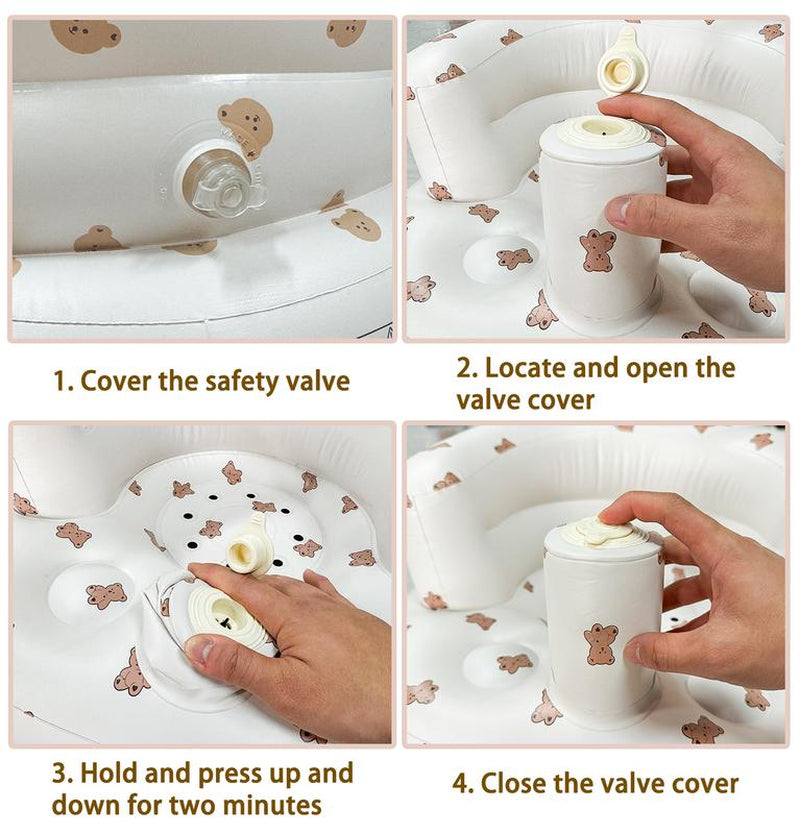 Inflatable Baby Seat 3+ Months, Built-In Air Pump Baby Seat for Kids, Toddler, Blow-Up Baby Chair with Back Support, Breathable Cover, Newborn Baby Essentials, Toddler Items, Baby Carrier Alternative, Baby Essentials & Baby Items