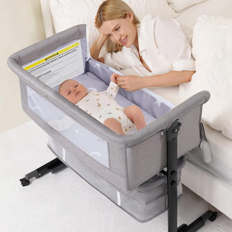 Baby Bassinet, Baby Basinet Bedside Sleeper, Easy to Fold Portable Crib Side Bassinet 2025 New Style Girl/Boy Bassinets, Bedside Bassinet