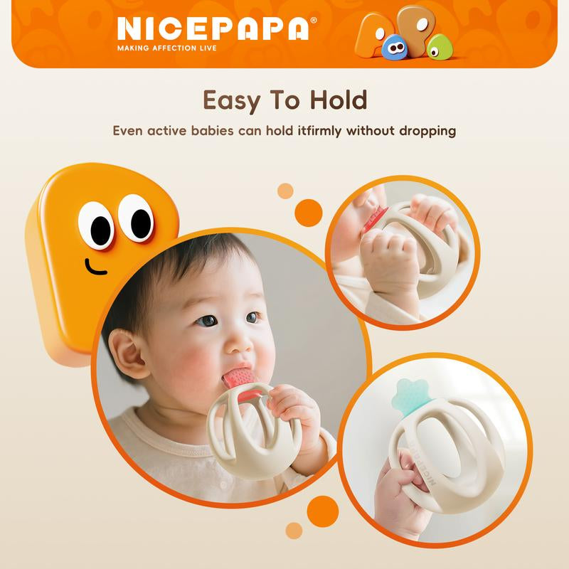 Nicepapa Baby Teething Toys, Suitable for 3M+, Food Grade Silicone Teething Mittens, Anti-Fall Wrist Teether Baby Chew Toys, Satisfy Sucking Needs, BPA Free