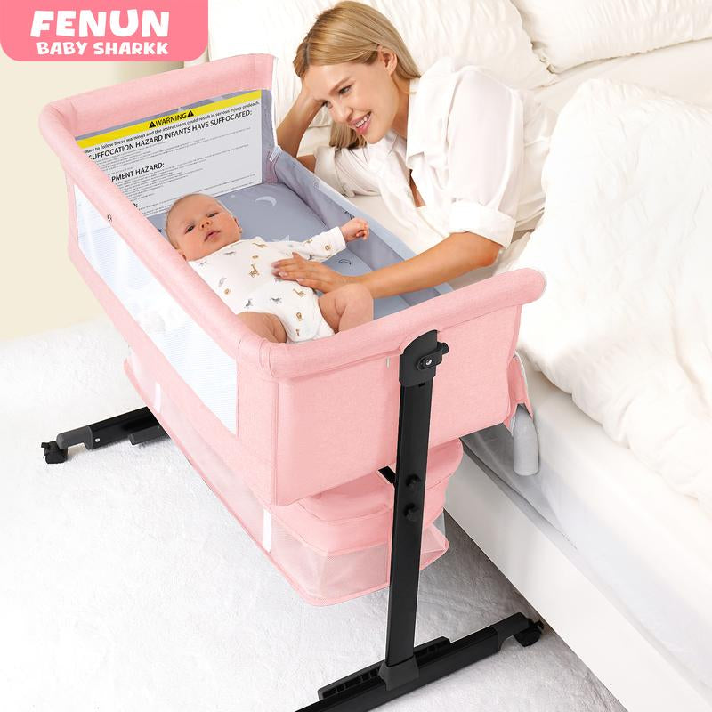 Baby Bassinet, Baby Basinet Bedside Sleeper, Easy to Fold Portable Crib Side Bassinet 2025 New Style Girl/Boy Bassinets, Bedside Bassinet