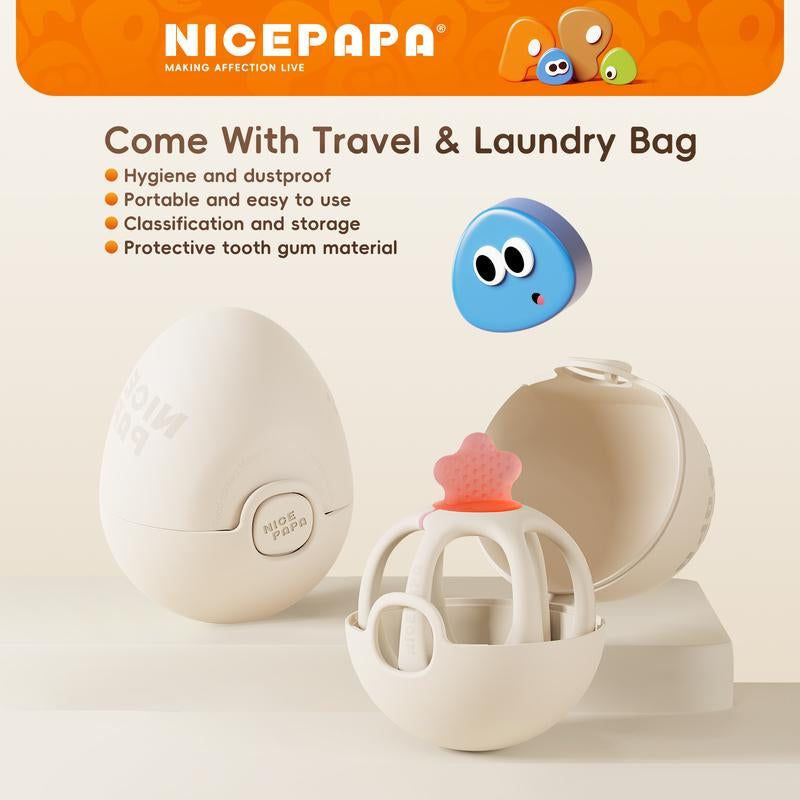 Nicepapa Baby Teething Toys, Suitable for 3M+, Food Grade Silicone Teething Mittens, Anti-Fall Wrist Teether Baby Chew Toys, Satisfy Sucking Needs, BPA Free