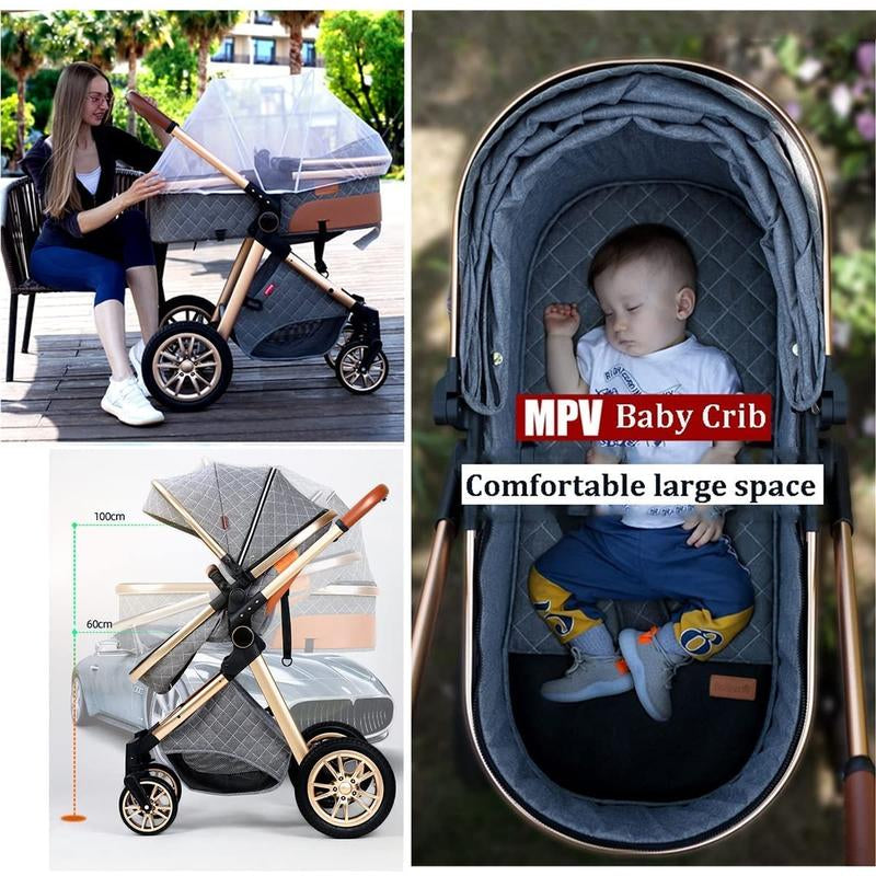 Baby Stroller 3 in 1 Baby Car Light Strollers Baby Carriage Stroller for the Baby Cribs Car Safety Seats for Child with Car Base