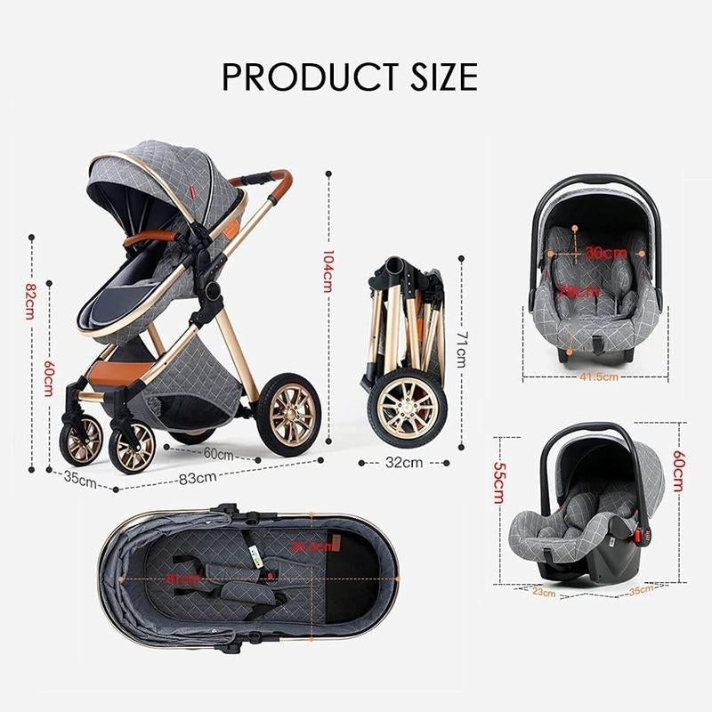 Baby Stroller 3 in 1 Baby Car Light Strollers Baby Carriage Stroller for the Baby Cribs Car Safety Seats for Child with Car Base