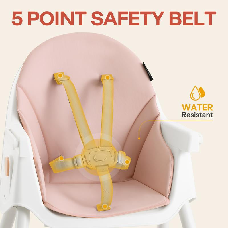 HARPPA 6-In-1 Convertible Baby High Chair, Foldable Highchair with Removable Tray, Baby Feeding Chair with Harness & Storage Basket, Christmas Toddler Gift, Baby Items