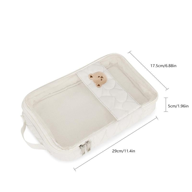 Cute Bear Embroidery Baby Diaper Bag, Waterproof Diaper Storage Bag, Portable Diaper Organizer Bag, Travel Essentials for Baby, Travel Diaper Tote