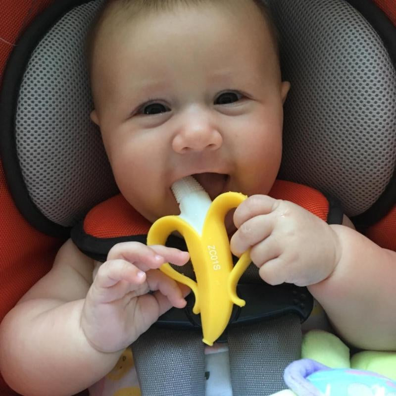 Baby Teething Toys Silicone Teethers, Banana Massaging Teether