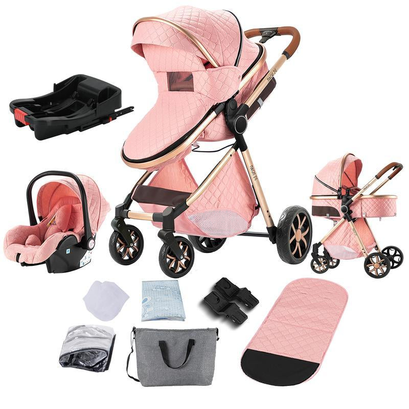 Baby Stroller 3 in 1 Baby Car Light Strollers Baby Carriage Stroller for the Baby Cribs Car Safety Seats for Child with Car Base