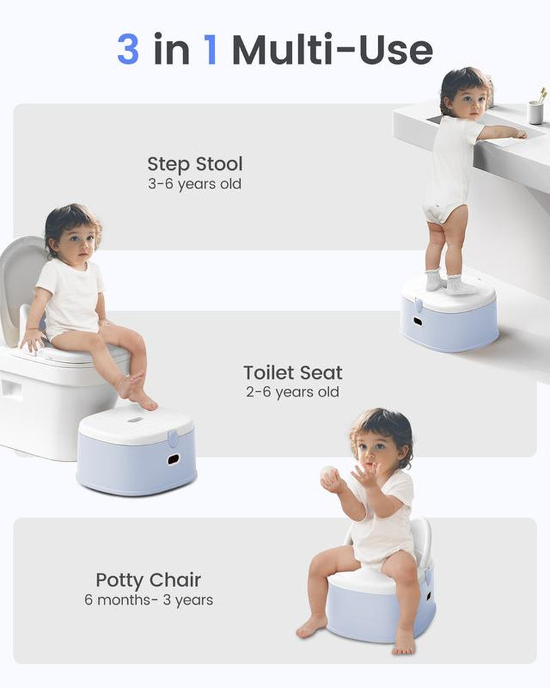 3-In-1 Toddler Potty Training Toilet for Boys and Girls Multi-Use Baby Potty Chair for Toddlers 1-3 Training Potty Seat Toddler Toilet Baby Potty Training Seat with Step Stool