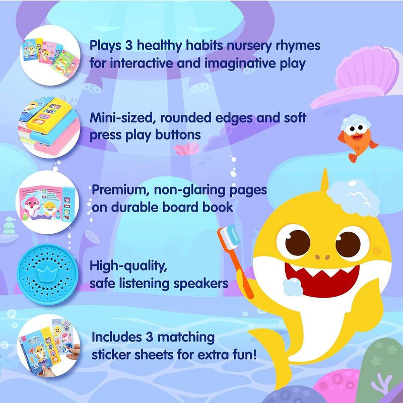 Baby Shark Healthy Habits 4 Button Sound Books Boxed Set, Nursery Rhymes, Potty Time, Brush Your Teeth, Bath Time, Interactive Learning Books and Stickers for Toddlers, Baby Shark Gifts