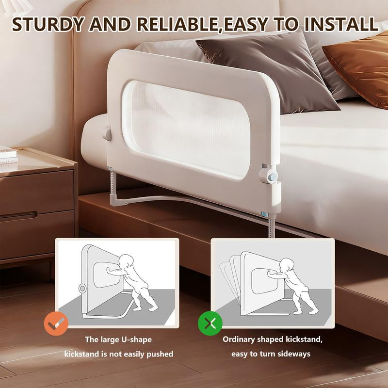 Baby Bed Rail Guard for Toddlers -47" Toddler Bed Rails for Twin, Full, Queen, King Bunk Size Bed Swing down Bedrail Extral Tall Child Safety Side Railing Guards for Kids