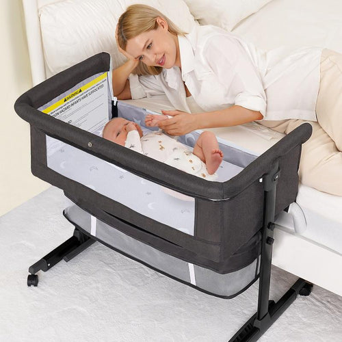Baby Bassinet, Baby Basinet Bedside Sleeper, Easy to Fold Portable Crib Side Bassinet 2025 New Style Girl/Boy Bassinets, Bedside Bassinet